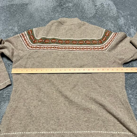 Woolrich Sweater Womens XXL Lambs Wool Nordic  Quarter Zip Brown ** - Picture 5 of 8